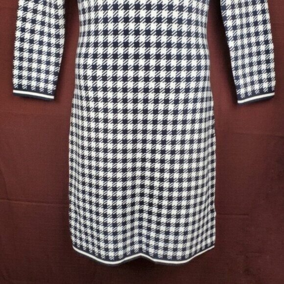 Lauren Ralph Lauren Womens Ivory Black Checkered Plaid Knit Sweater Dress Size M - Picture 3 of 9